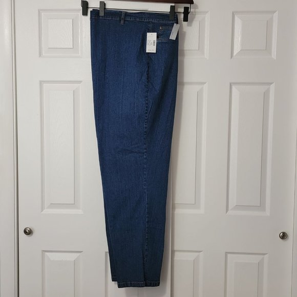 36 Tall Plus Venezia Woman Medium Wash Stretch Blue Denim Jeans NWT - Picture 2 of 10